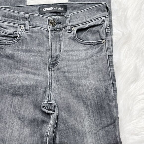 Express Ankle Legging High Rise Distressed Jeans Dark Grey Size 00R - Picture 3 of 7